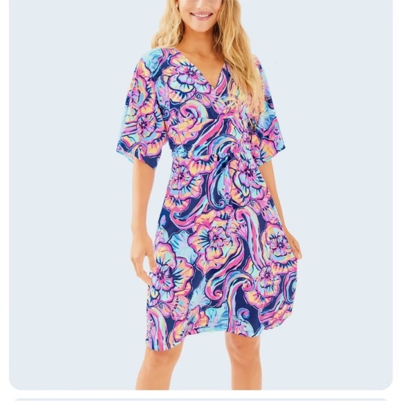 Lilly Pulitzer Parigi Dress SZ S Nauti Navy Boho Bateau - Picture 1 of 15